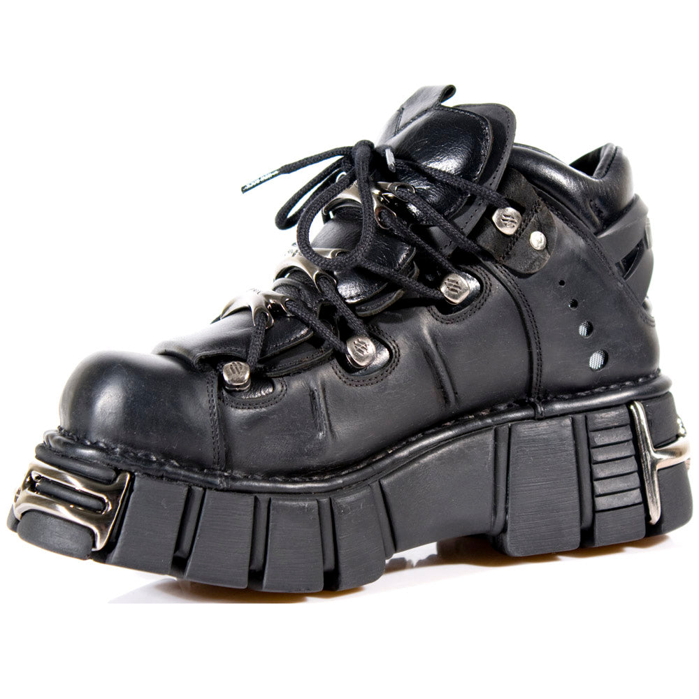 NEW ROCK-ANKLESHOE WITH LACE-METALLIC – BlackNo1