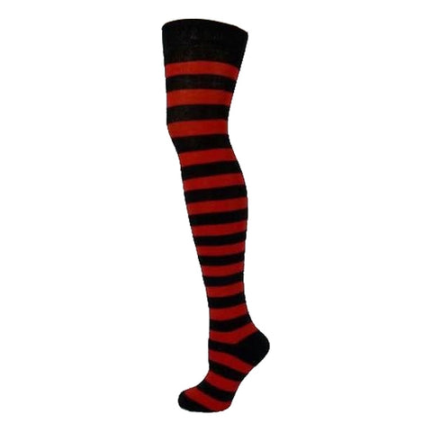 Socks - OTK - Striped - Black & Red