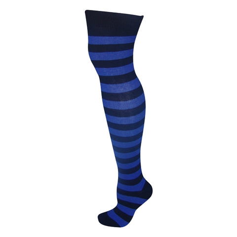 Socks - OTK - Striped Black and Blue