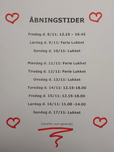 ❤️❤️ Ændringer i åbningstider ❤️❤️