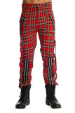 Trousers - Bondage - Red tartan with Straps