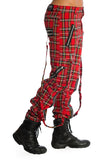 Trousers - Bondage - Red tartan with Straps