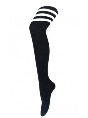 Socks - OTK - Black with White Stripes on Top