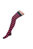 Socks - OTK - Striped - Black & Pink