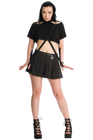 Skirt - Black Mini skirt with zip efx.
