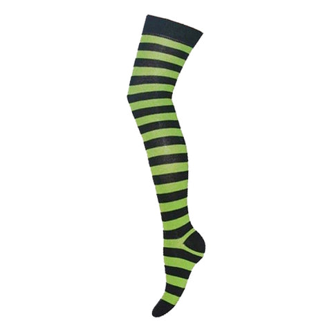 Socks - OTK - Striped - Black & Lime Green