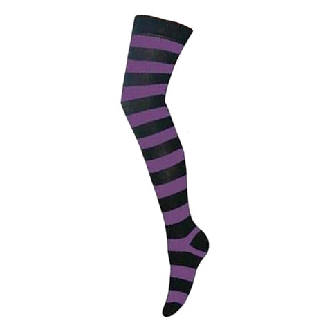 Socks - OTK - Striped Black and Violet