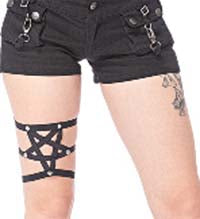 Leg Strap Black - fake leather Pentagramme